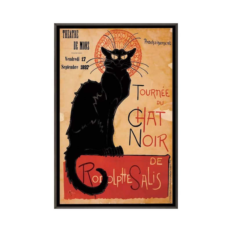 iCanvas "Tournee du Chat Noir Advertising Vintage Poster" by Unknown Artist Framed - Charcoal - 40x26