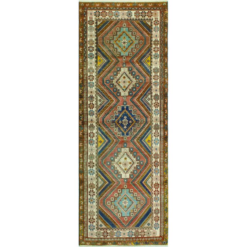 Noori Rug Fine Vintage Distressed Azzam Rust/Ivory Runner - 3'4" x 9'7"