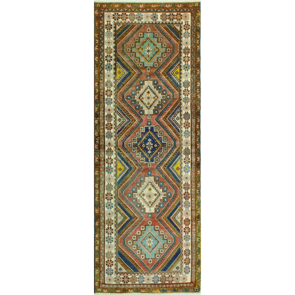 Noori Rug Fine Vintage Distressed Azzam Rust/Ivory Runner - 3'4" x 9'7"