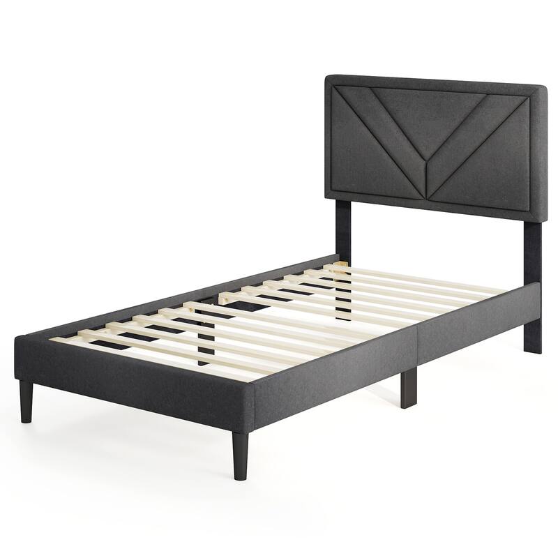 Gymax Twin / Full / Queen Size Bed Frame w/ Tufted Headboard & Wooden