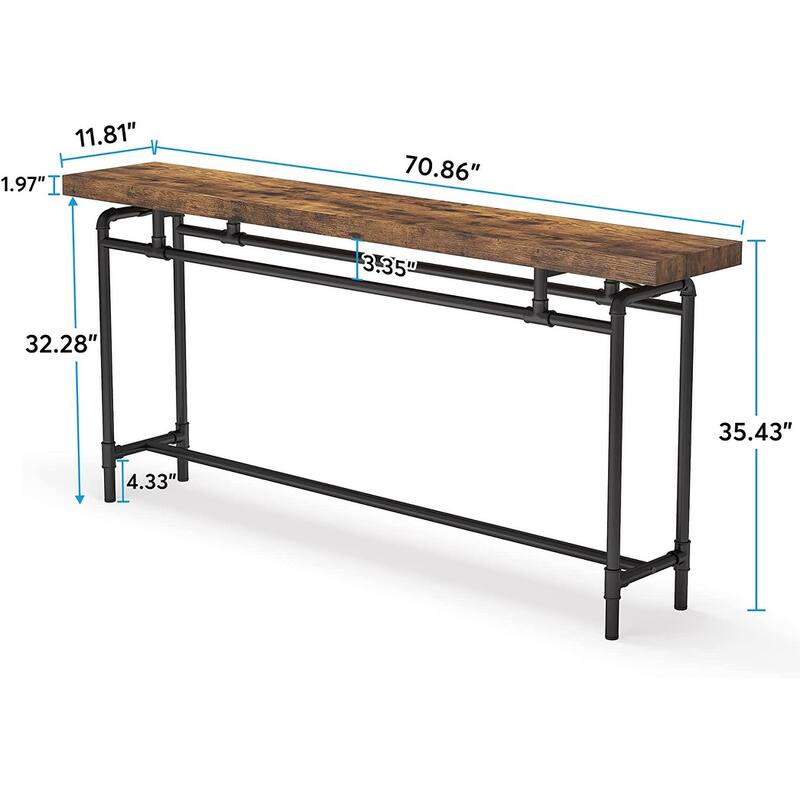 Console Table, 70.9" Narrow Long Entryway Table for Living Room - 11.81"D x 70.85"W x 35.43"H