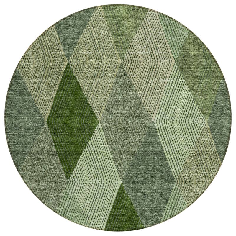 Machine Washable Indoor/ Outdoor Diamond Stripes Chantille Rug