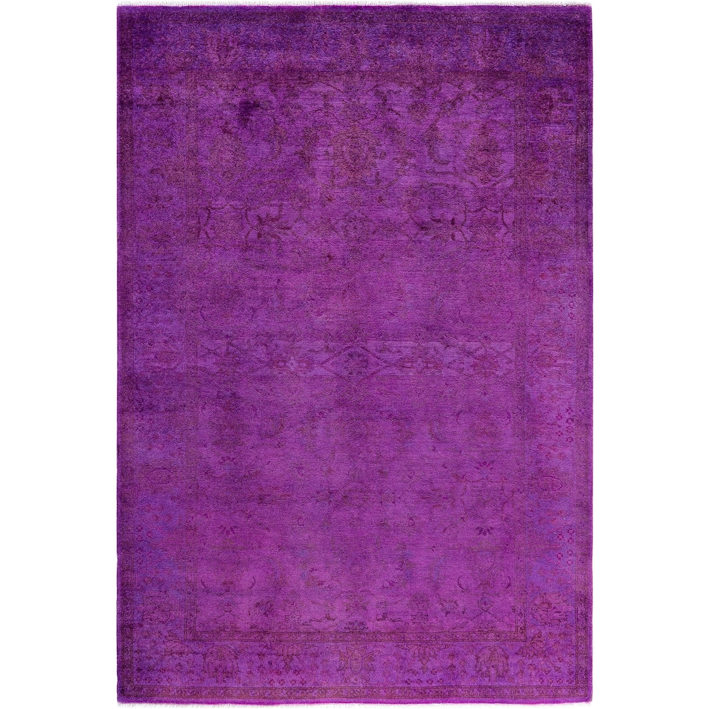 Overdyed One-of-a-Kind Hand-Knotted Area Rug - Purple - 4' 2" x 6' 0"
