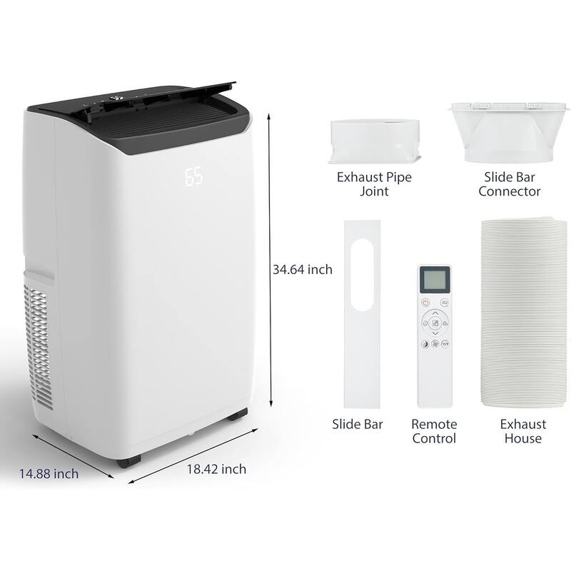 14,000 BTU Portable Air Conditioners With 24H Timer Up to 750 Sq.Ft