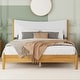 preview thumbnail 2 of 5, Queen Size Rubber Wooden Bed with Teddy Velvet Cushion Upholstered Headboard, Enhanced by Support Feet, Natural