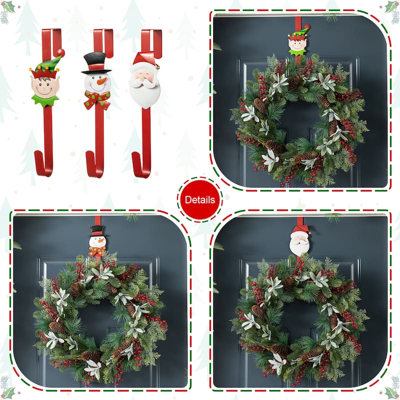 Glitzhome Christmas Red Pomegranate Berry & Holy Leaf Wreath or Teardrop