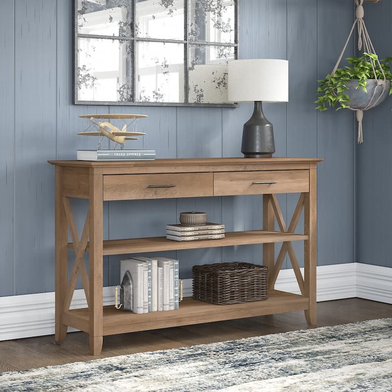 Console Table with Drawers and Shelves - Reclaimed Pine