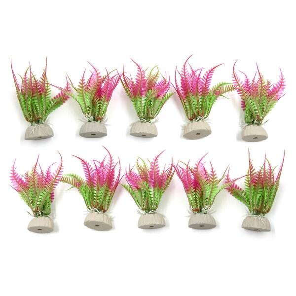 Shop 10pcs Green Purple Gradient Decorative Grass Plants For Fish