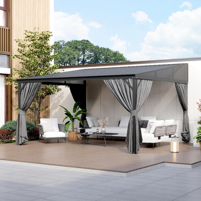 Aluminum Patio Gazebo Curtains Mosquito Netting Outdoor Canopy Backyard Poolside Garage Door