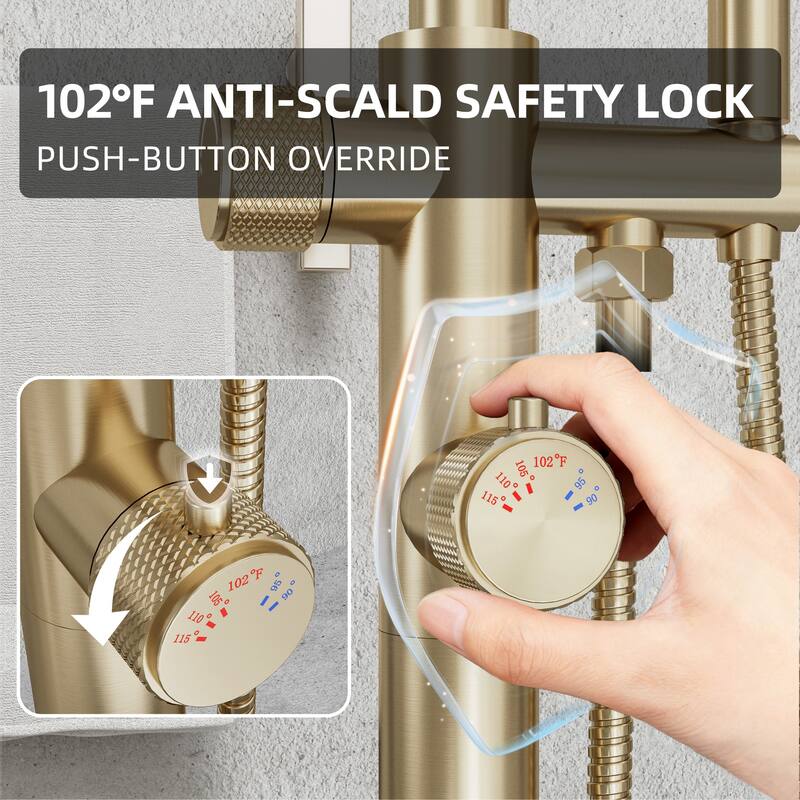 Modland 46''H Outdoor Shower System 316 Stainless Steel Thermostatic Freestanding Poolside Faucet with Swivel Spout - 46'' H