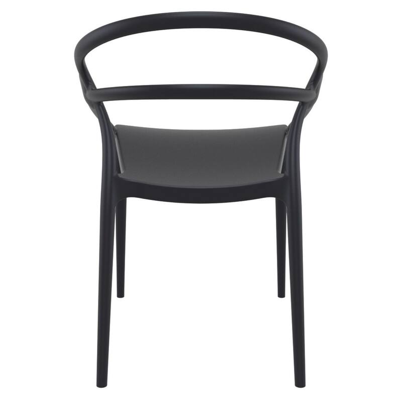 33" Black Outdoor Patio Round Dining Arm Chair