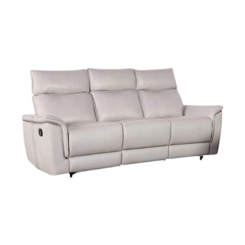 Lenne Sofa, Taupe Gray Faux Leather, Manual Reclining Mechanism, 86 Inch