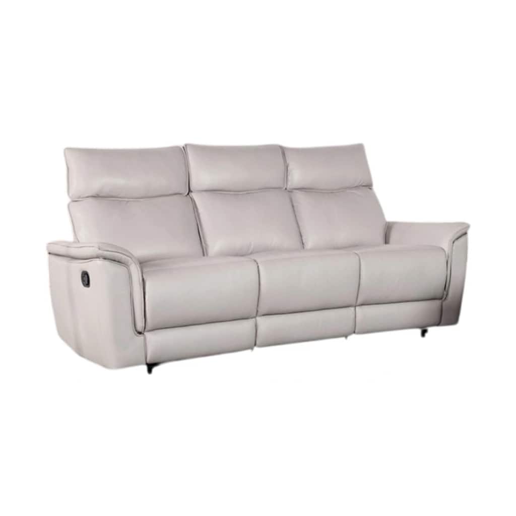 Lenne Sofa, Taupe Gray Faux Leather, Manual Reclining Mechanism, 86 Inch