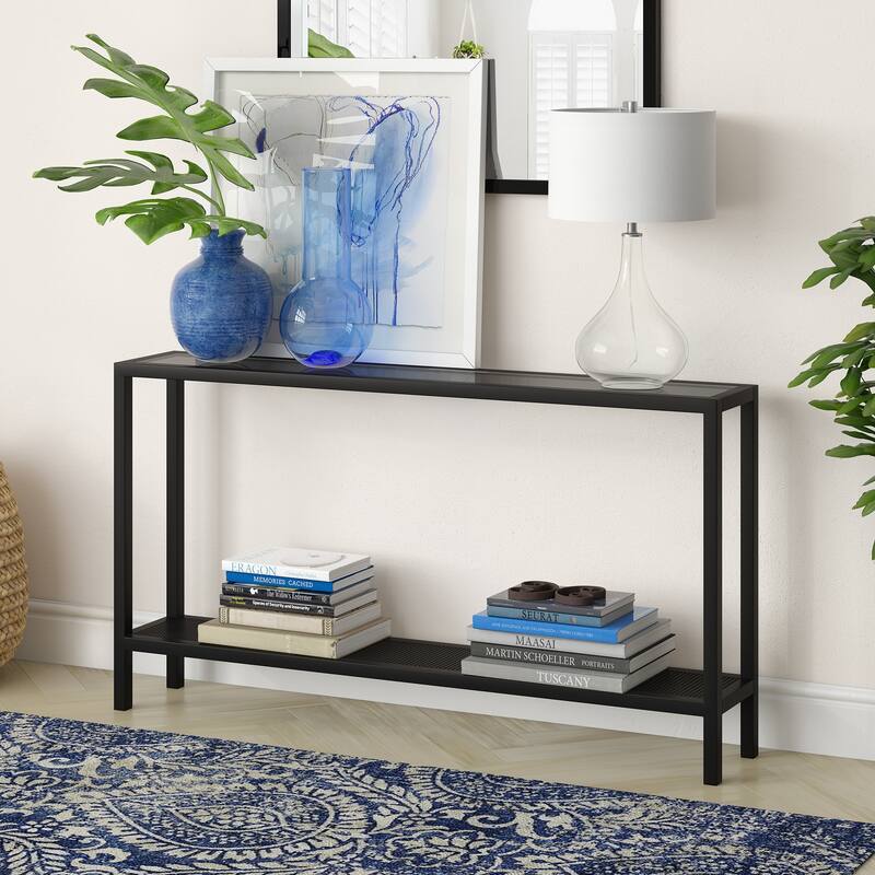 Rigan Modern Metal and Glass Console Table