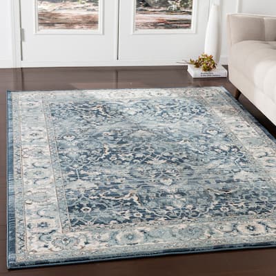 Annelie Navy & Teal Updated Traditional Area Rug - 2' x 3' - 2' x 3'