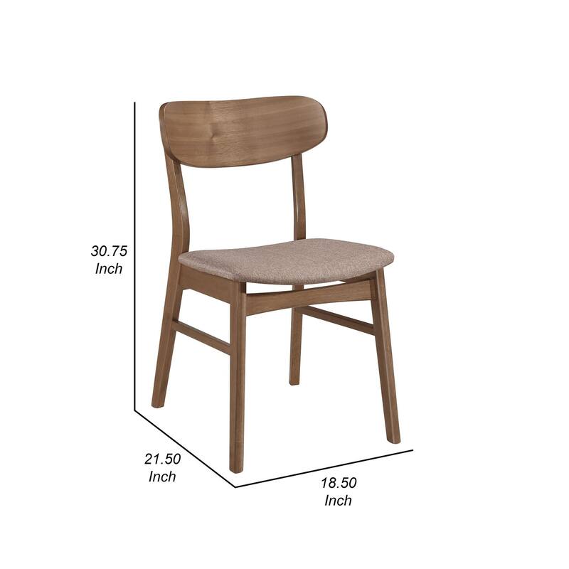 Walnut Brown/Brown Fabric Upholstered Wood Frame Dining Chair, Set of 2, Sturdy Dining Chair for Dining Rooms - 21.75