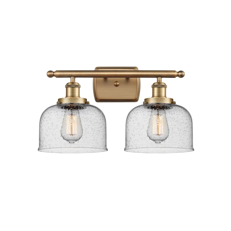 Innovations Lighting 916-2W-13-18 Bell Vanity Bell 2 Light 18" Wide - Brushed Brass / Seedy