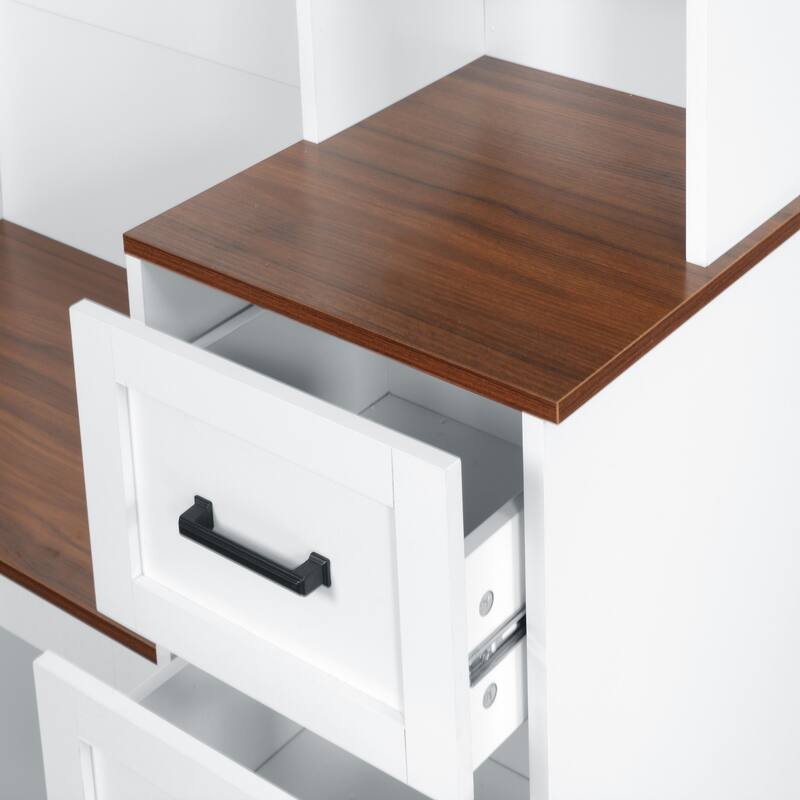 Coat Rack w/ 3 Shelves and Drawers,Hooks,Hall Tree with Storage Bench