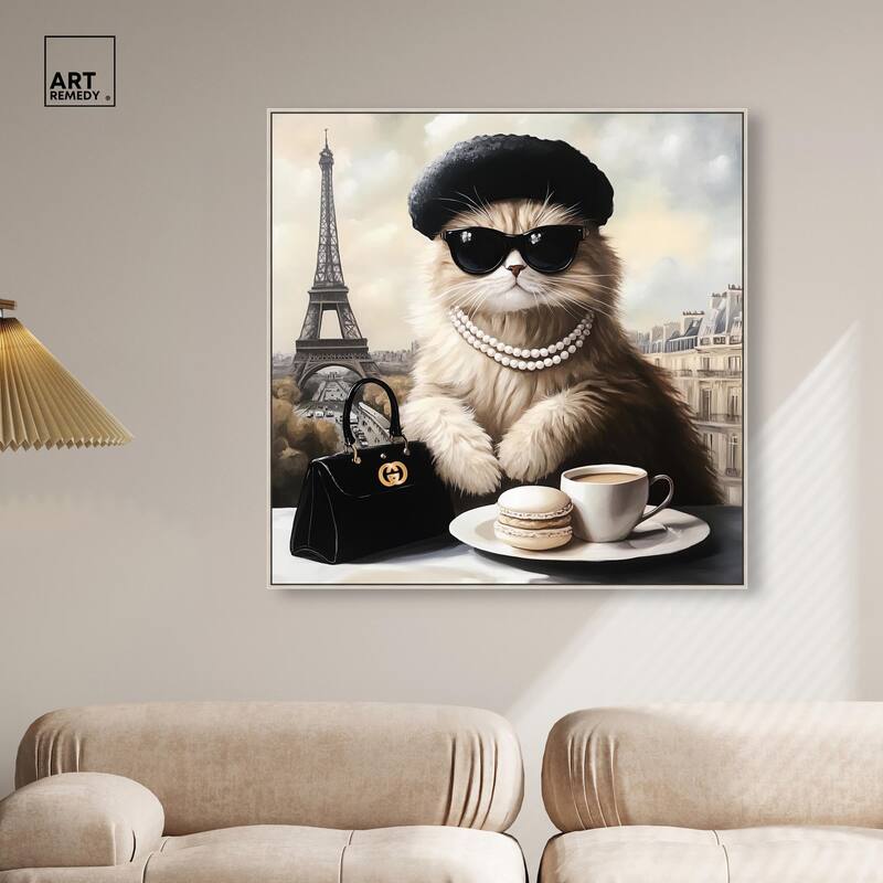 Cat in Paris Treats Canvas by Art Remedy