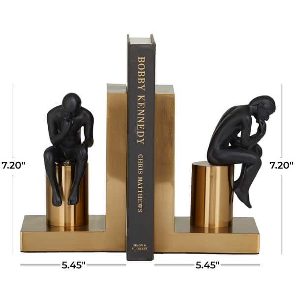 The Novogratz Gold Metal The Thinker People Bookends (Set of 2) - 5 x 5 ...