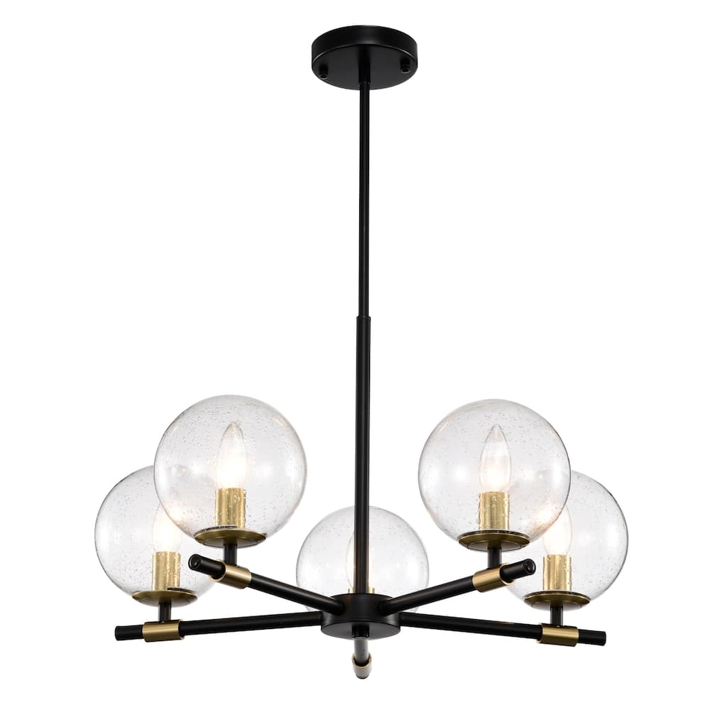Shauna 22 Inch Modern Orb Glass Chendelier 5 Light