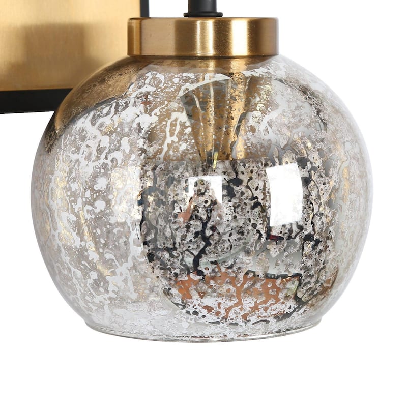 Ziv Modern 1-Light Black Gold Wall Sconce Mercury Glass Vanity Lights for Bathroom - 5.5" L x 7" W x 8" H