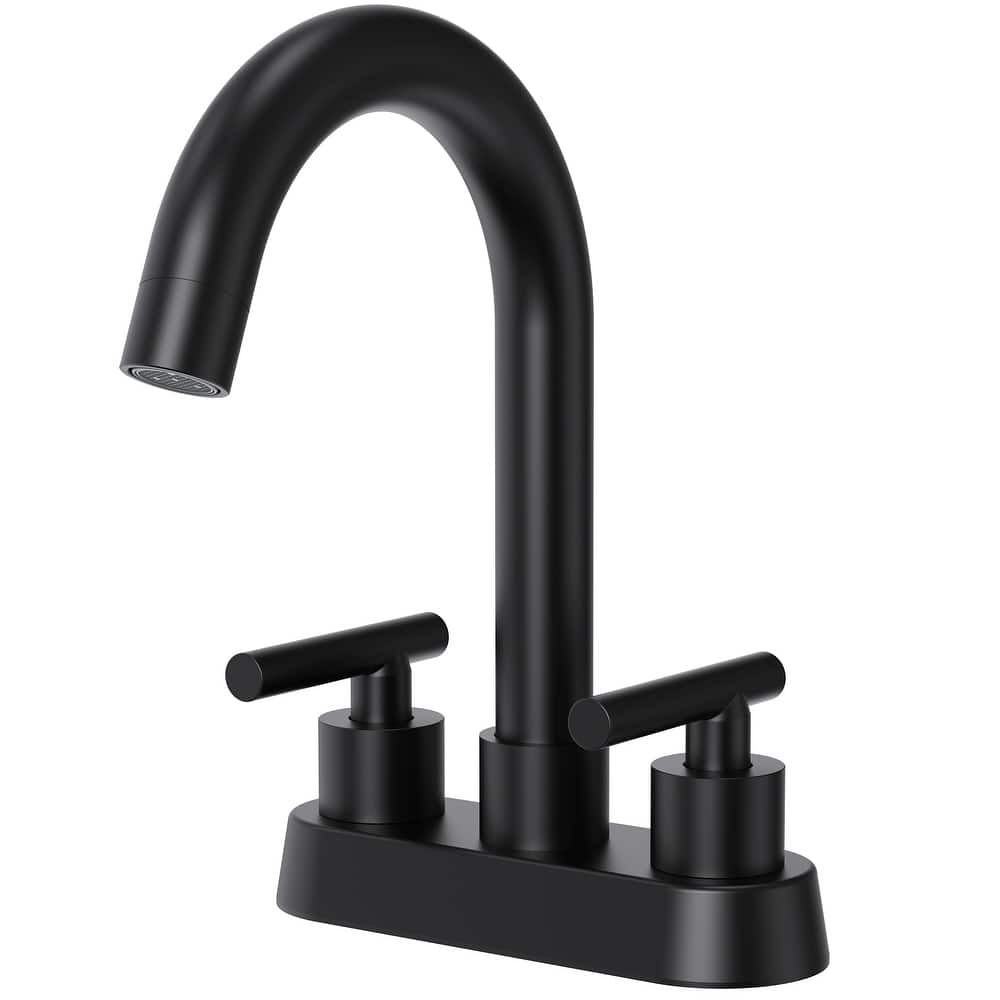 4" Centerset 3 Holes Double Handle 360° Swivel Bathroom Sink Faucet