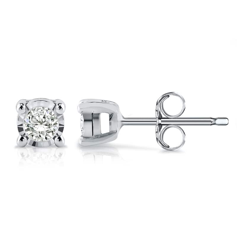 Auriya 1/10ctw Round Diamond Stud Earrings Sterling Silver - White (J-J, I2-I3) - White