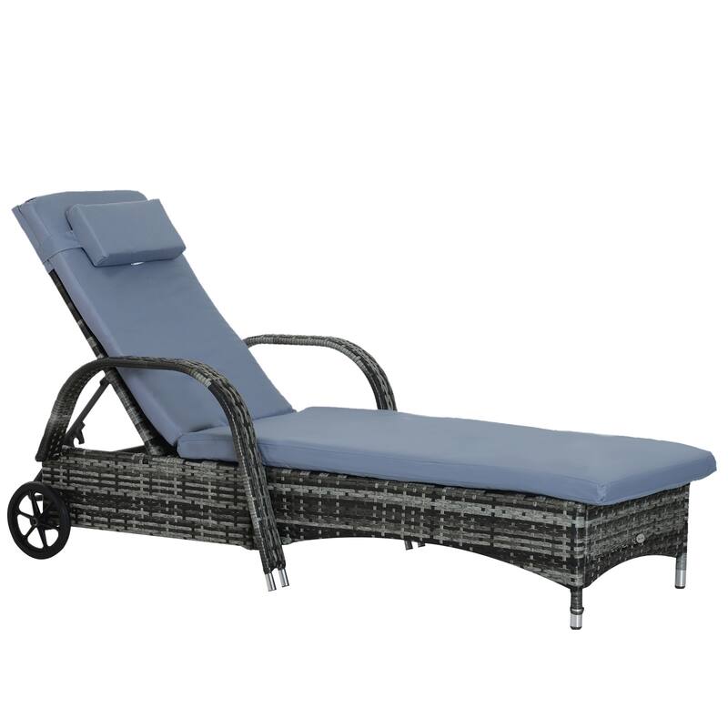 Outsunny Patio Wicker Cushioned Single Lounge Chair