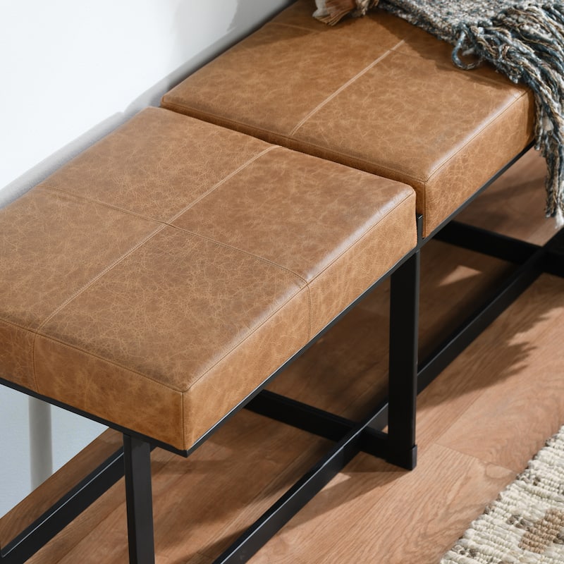 Classic Home Calvin Leather Narrow Bench - 62Wx16Dx18H