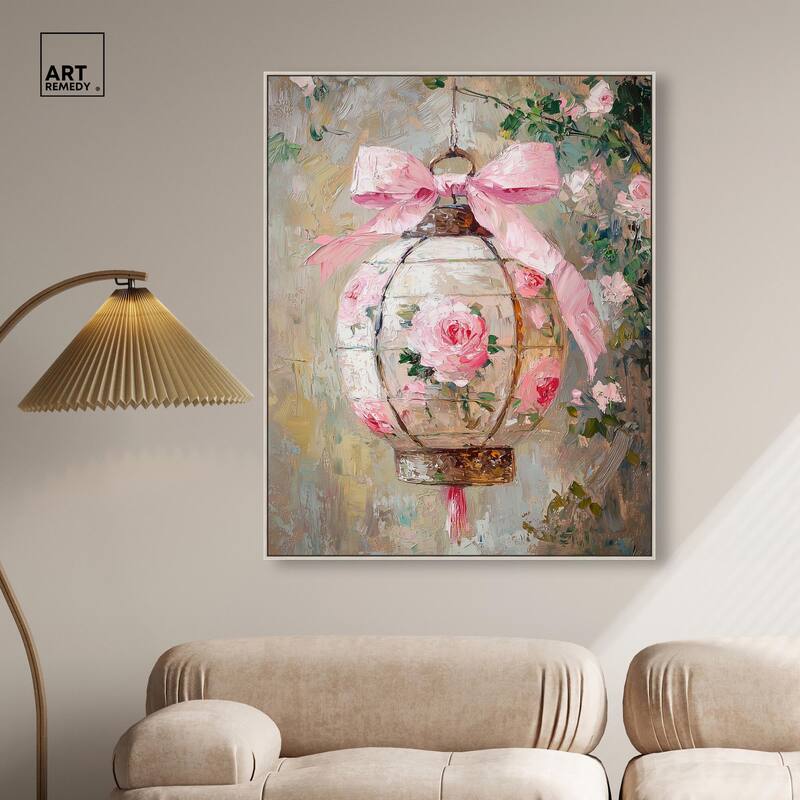 Rose Garden Lantern Canvas by Art Remedy