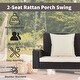 preview thumbnail 7 of 47, 2-Person Wicker Hanging Porch Swing with Chains, Cushion and Pillow