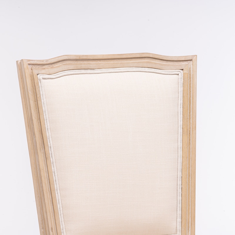French Linen Solid Wood 2 Piece Kitchen Dining Chair with Cushion, Square Back for Dining Room Kitchen Living Room Bedroom
