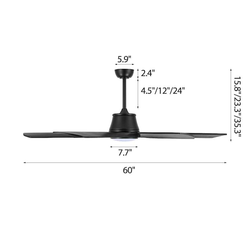 MLiAN 60 inch 6-Blades Indoor Smart LED Ceiling Fan With Remote... - 60inch