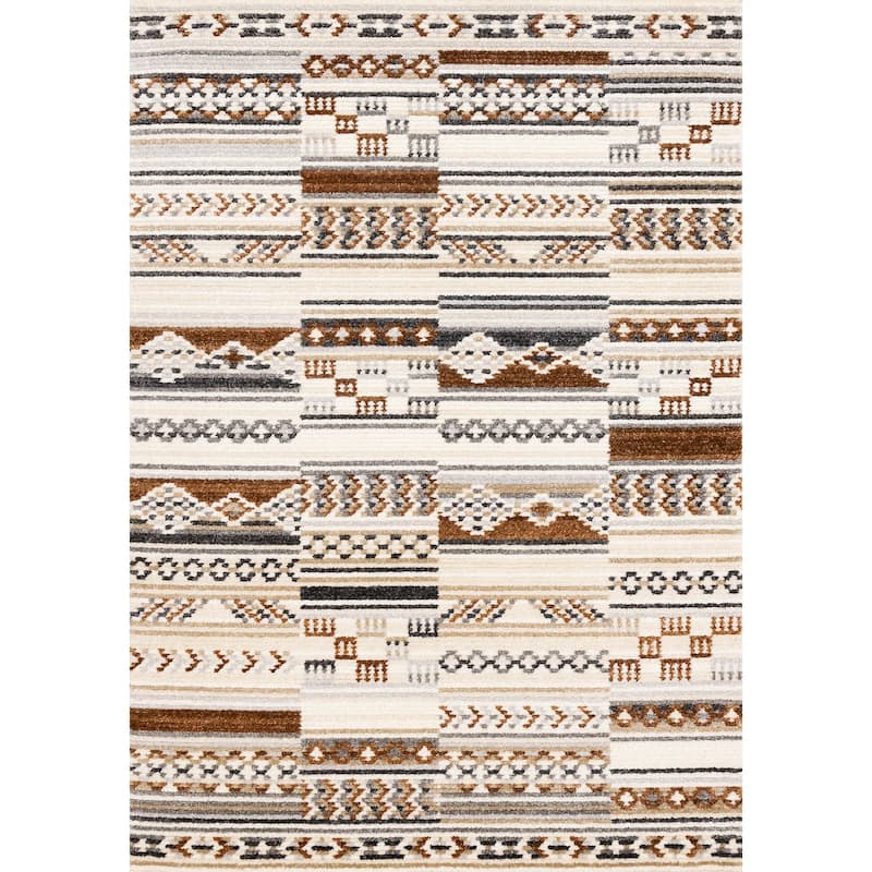 HomeRoots Tribal Modern Rectangle Area Rug - 5' X 8'