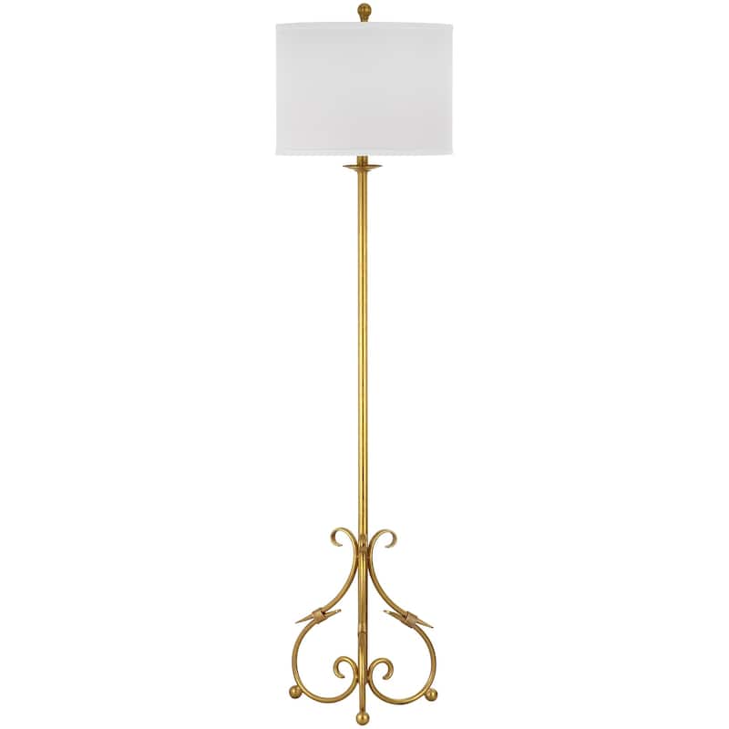 SAFAVIEH Lighting 60-inch Elisa Baroque Antiqued Gold Floor Lamp - 15"x15"x60"