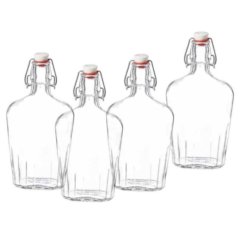 Bormioli Rocco Pocket Flask with Hermetic Lid - 17 oz - Clear - 4 Piece