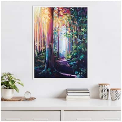 Kate and Laurel Sylvie Forest Path 2 Framed Canvas by Rachel Christopoulos