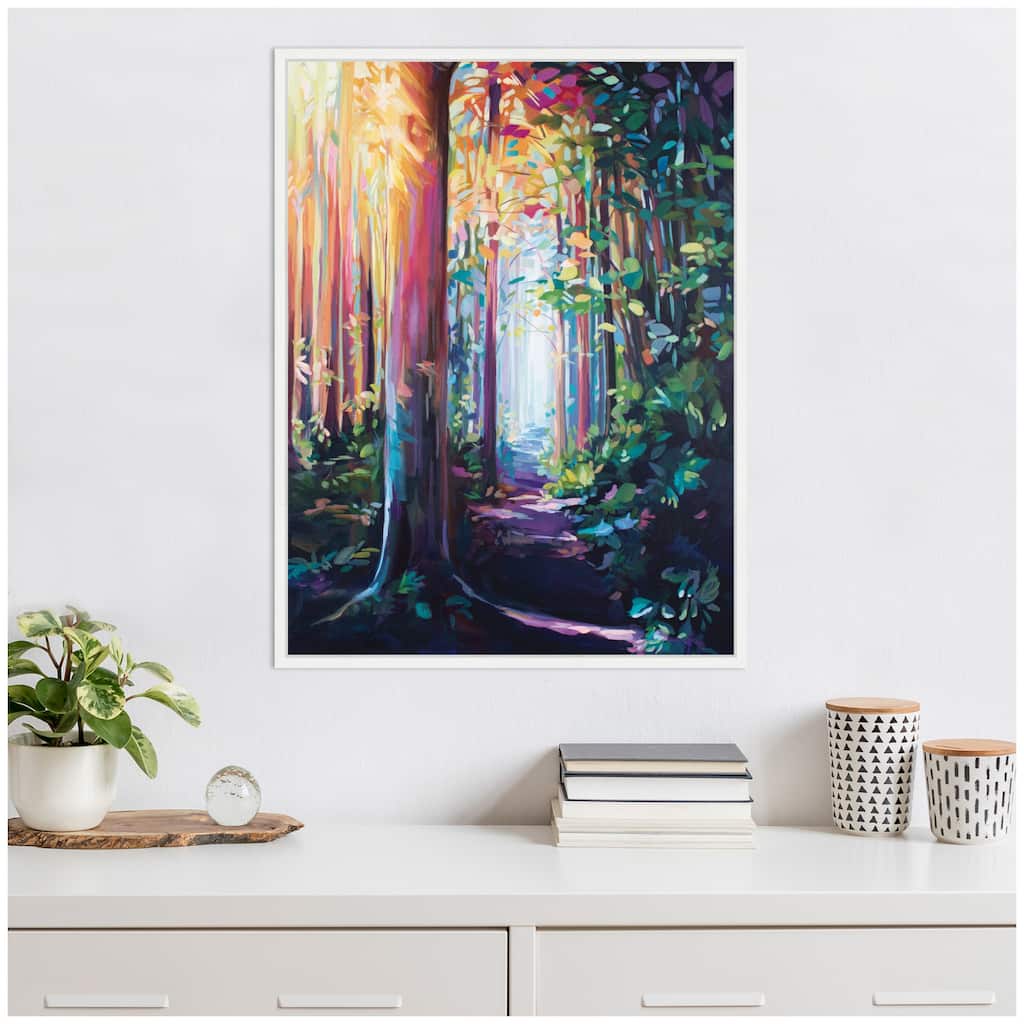 Kate and Laurel Sylvie Forest Path 2 Framed Canvas by Rachel Christopoulos