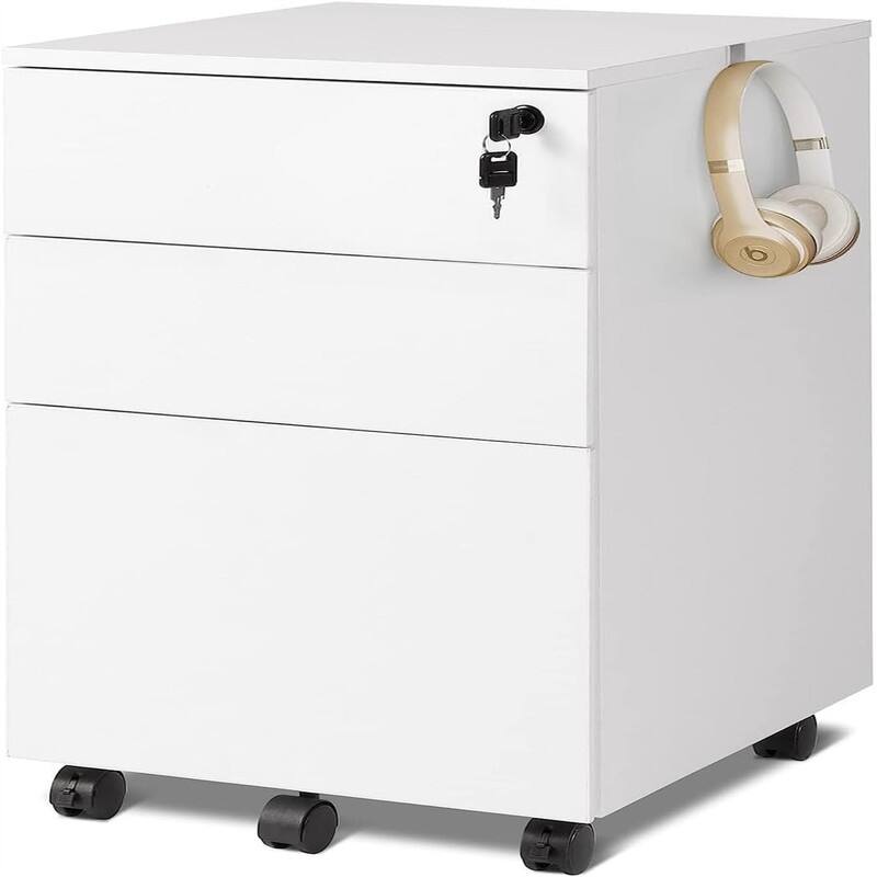 3 Drawer File Cabinet with Lock - 17.7"D x 15.5"W x 25.8"H
