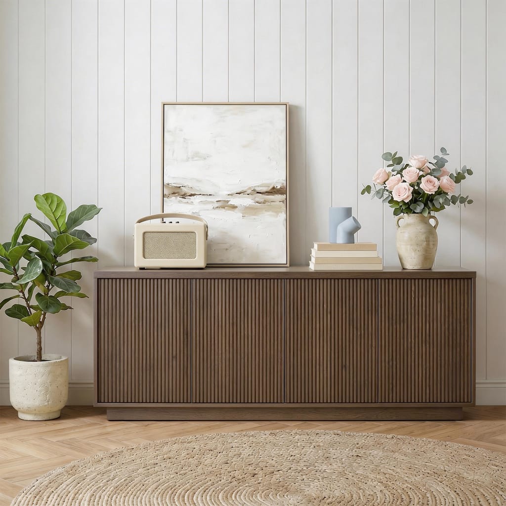 Mid-Century Modern 4-Door Storage Sideboard Cabinet