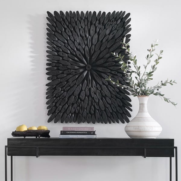 slide 2 of 7, Sunburst Rectangular Wooden Wall Decor - 39.25" - Black