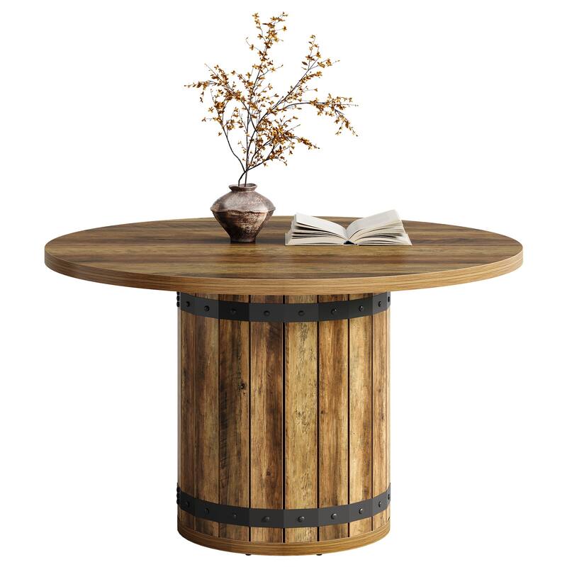 Farmhouse Round Conference Table, Office Seminar Meeting Boardroom Desk