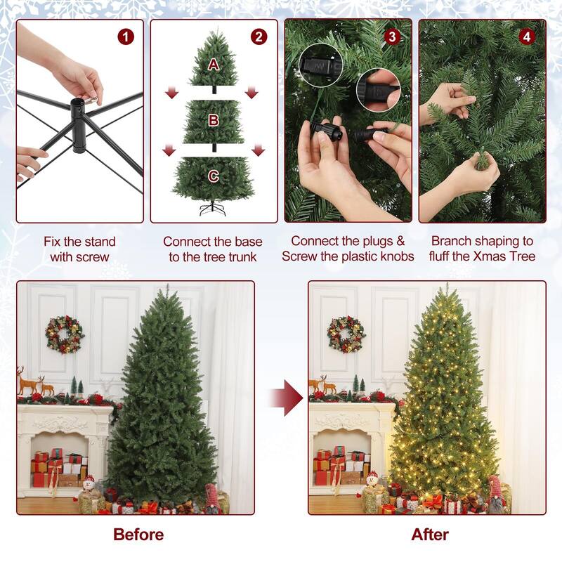 Pre-Lit Artificial Christmas Tree with Warm White Lights