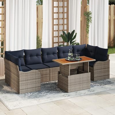 vidaXL 8 Piece Garden Sofa Set with Cushions - 113.8×48.2×27.2
