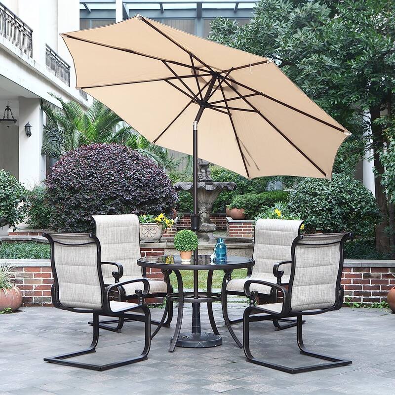 Patio 9FT Enhanced Aluminum Patio Umbrella, UV Protected outdoor Umbrella with Auto Crank and Push Button Tilt