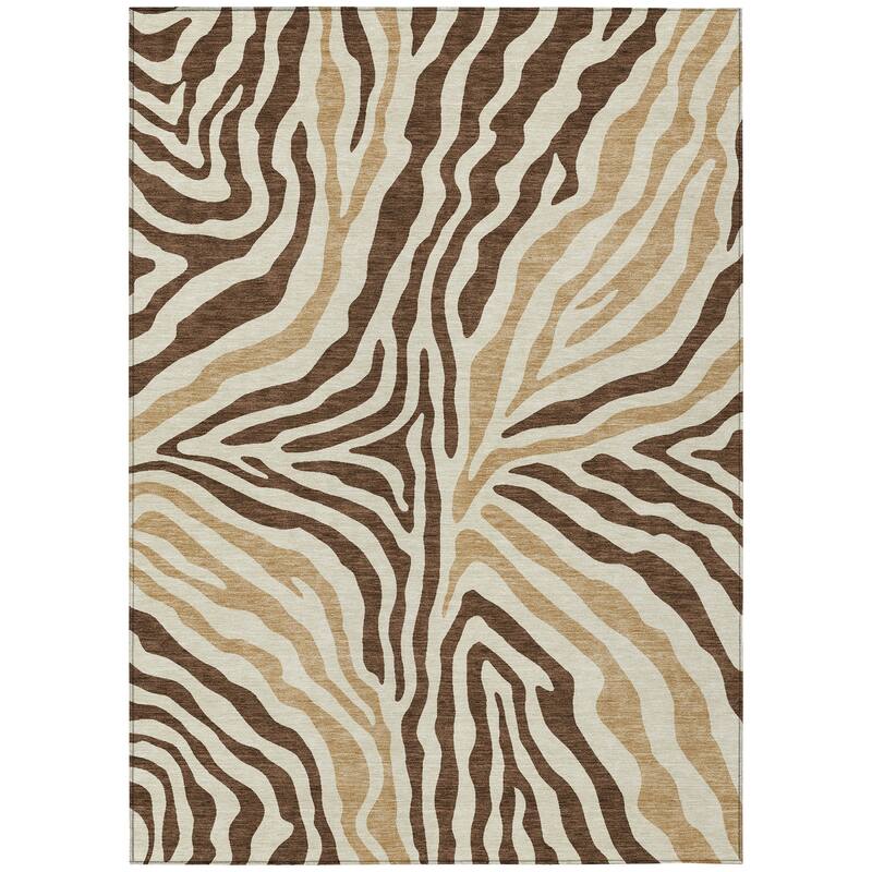 Machine Washable Indoor/ Outdoor Modern Prints Chantille Rug