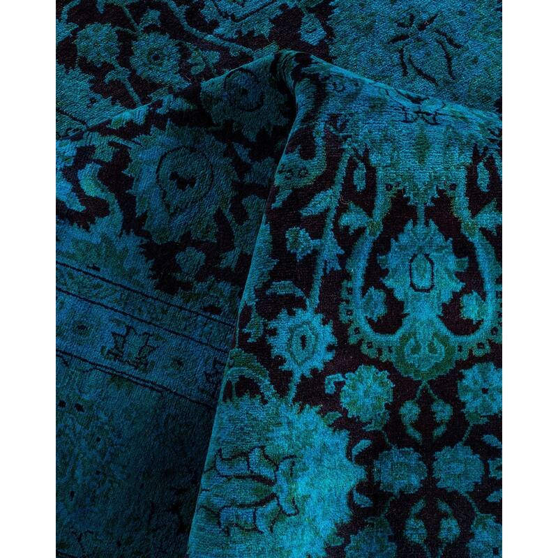 Fine Vibrance One-of-a-Kind Hand-Knotted Runner Rug - Blue, 6' 3" x 12' 6" - 6' 3" x 12' 6"