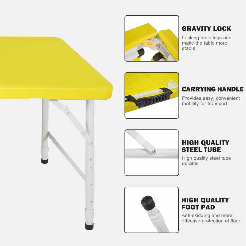 4ft Indoor and Outdoor Portable Foldable Steel Frame Table for Camping