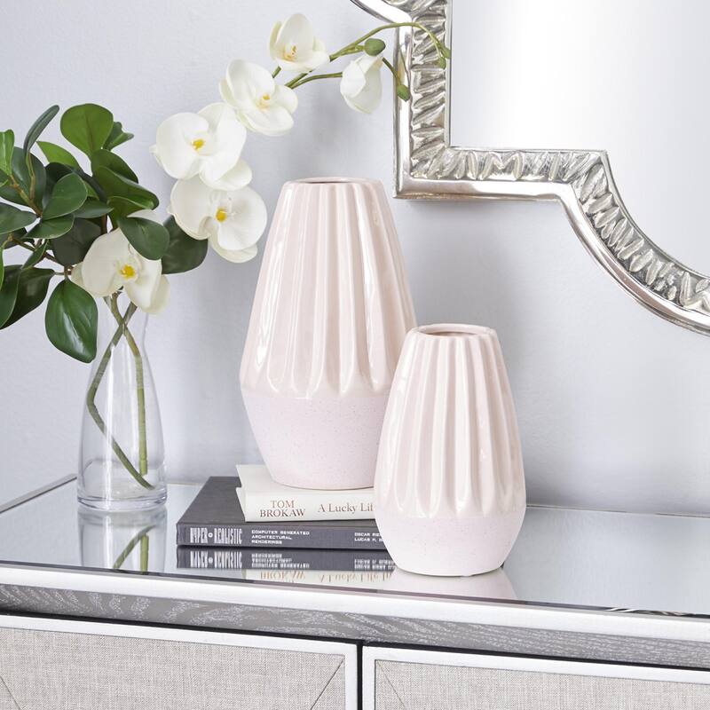 Ceramic Handmade Decorative Vase - Set of 2 Pink - Roche River Decor
